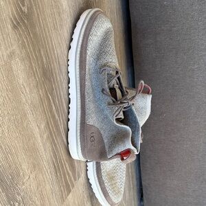 UGG Gray and Red Knit High-Top Sneakers